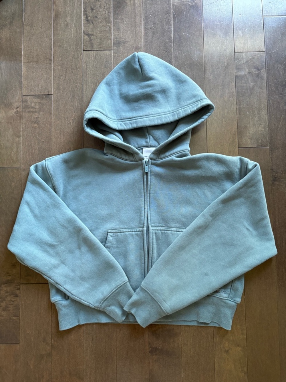 Aritzia Sweatfleece Boyfriend Zip Hoodie Blue Green Cozy Fleece Small